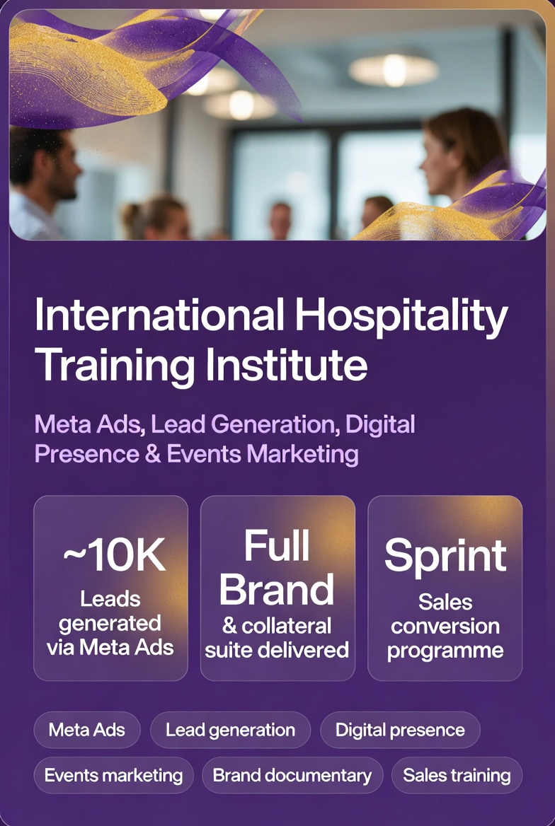 International Hospitality Training Institute — Meta Ads, Lead Generation, Digital Presence & Events Marketing